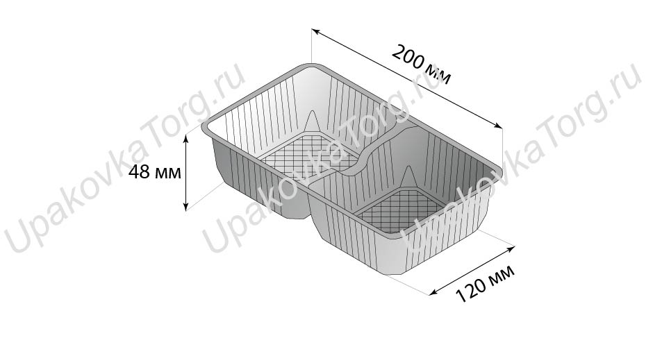Схематичное изображение товара - Коррекс 200x120x48 мм, ПП, 2 секции