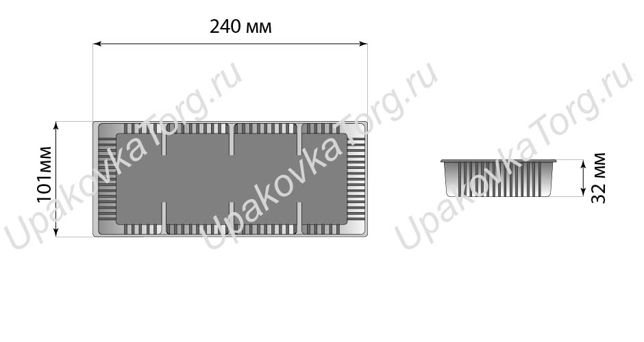 Схематичное изображение товара - Коррекс 240x101x32 мм, ПП, 4 секции