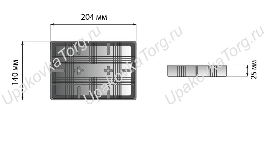 Схематичное изображение товара - Коррекс 204x140x25 мм, ПП, с перегородками