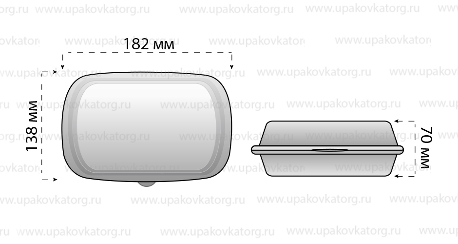 Схематичное изображение товара - Ланч-бокс 182x138x70 мм, 600 мл бумажный