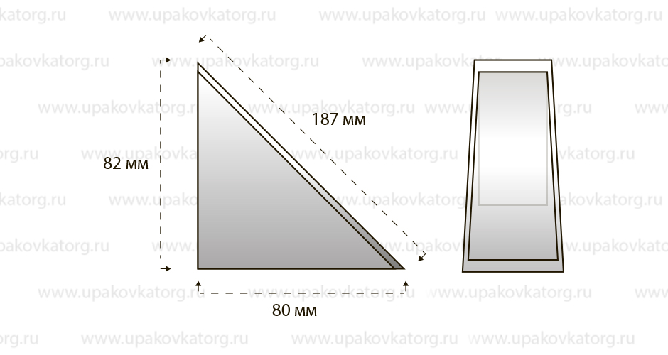 Схематичное изображение товара - Контейнер ПЭТ для бутерброда 187x80x82мм (уголок)