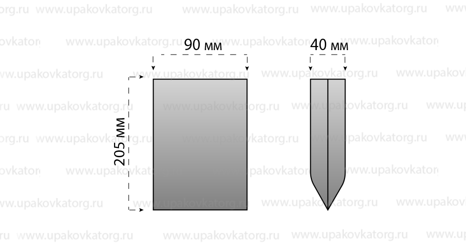 Схематичное изображение товара - Пакет бумажный 90x40x205 мм