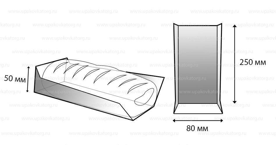 Схематичное изображение товара - Лоток для хот-дога 250x80x50 мм из картона
