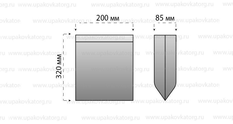 Схематичное изображение товара - Пакет для кур-гриль 200x85x320 мм