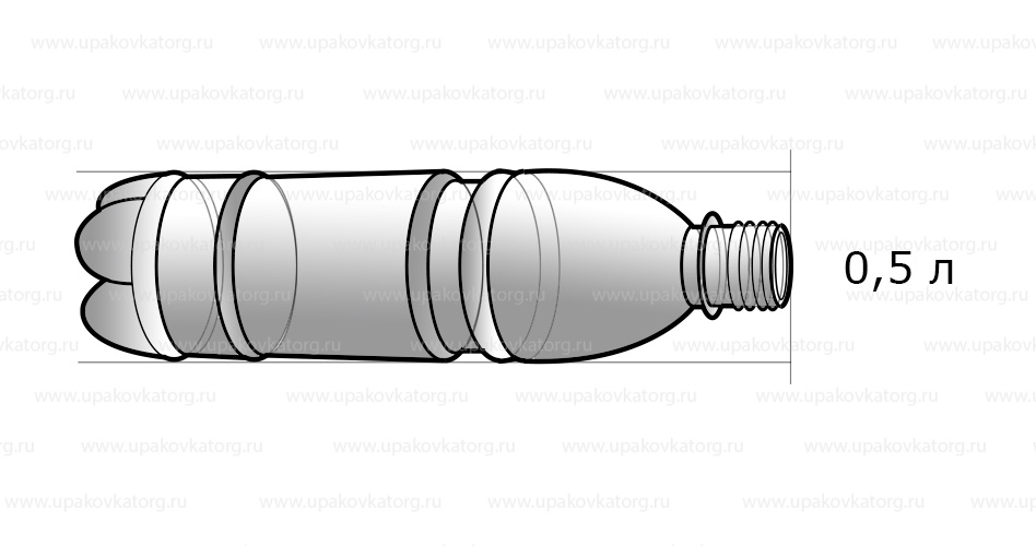 Схематичное изображение товара - Бутылка ПЭТ 0,5 л коричневая темная