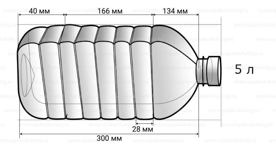 Схематичное изображение товара - Бутылка для воды 5 л, прозрачная, с крышкой