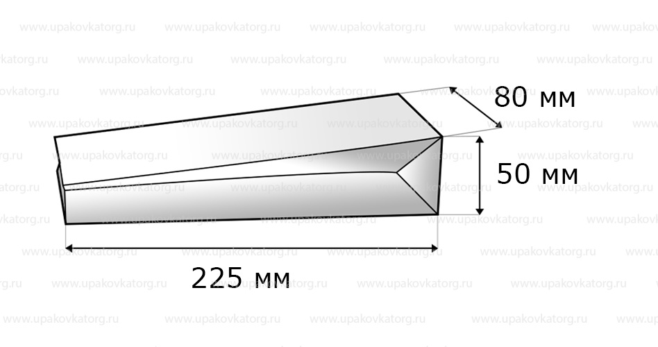 Схематичное изображение товара - Пакет трёхслойный 80x50x225 мм, 250гр