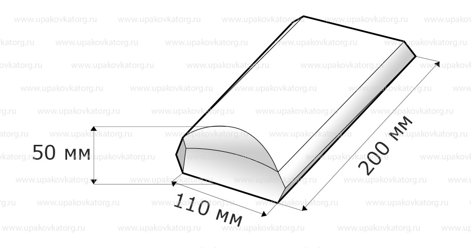 Схематичное изображение товара - Упаковка для шаурмы (ролла) 200*110*50 мм с печатью