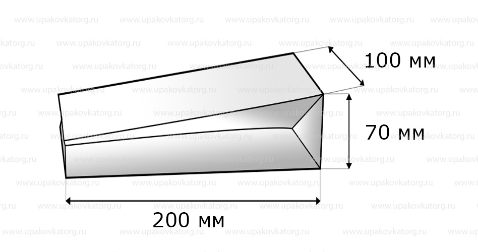 Схематичное изображение товара - Пакет для кофе или чая, белый, 200x100x70 мм, без печати, без окна