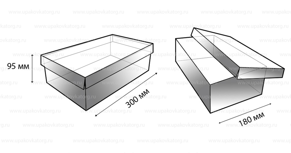 Схематичное изображение товара - Коробка для обуви 180x300x95 мм