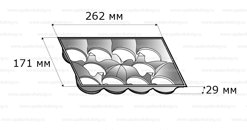 Схематичное изображение товара - Коррекс для зефира 262x171x29 мм, 10 ячеек