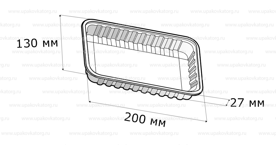 Схематичное изображение товара - Подложка для зефира 200x130x27 мм