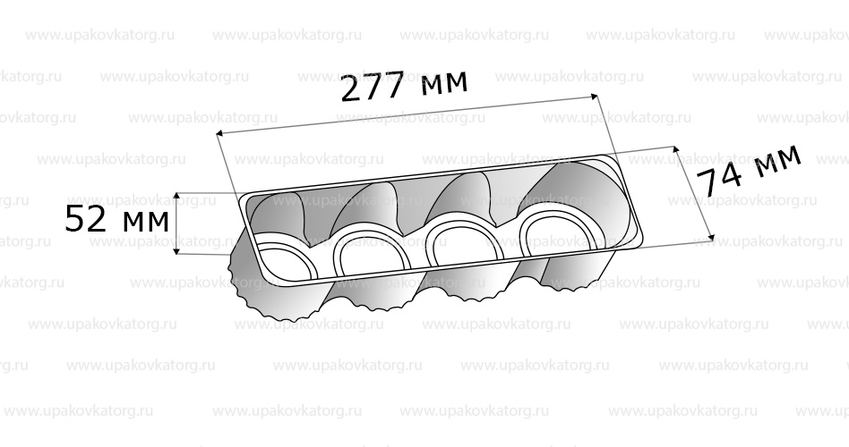 Схематичное изображение товара - Коррекс для печенья 277x74x52 мм, 4 ячейки