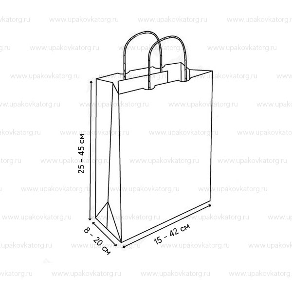 Схематичное изображение товара - Крафт пакеты с кручеными ручками