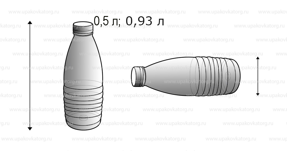 Схематичное изображение товара - Бутылки для молока прозрачные, ПЭТ