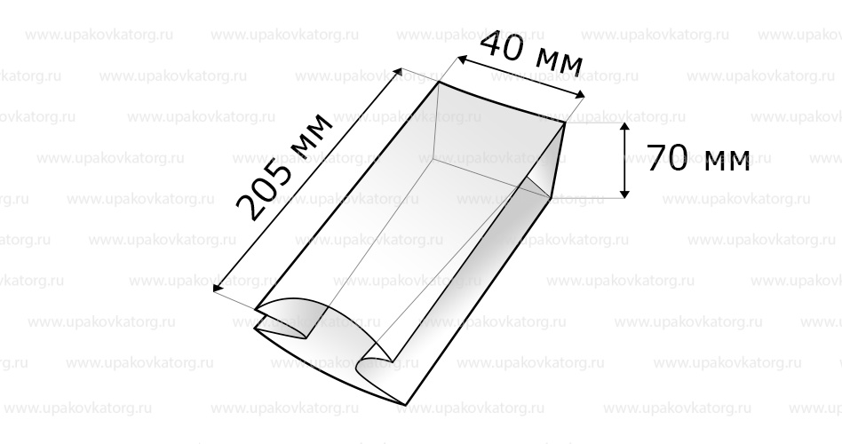 Схематичное изображение товара - Пакет для чая 205x70x40 мм с фольгированным слоем, 100 гр 