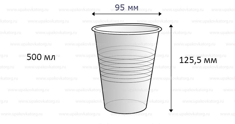 Схематичное изображение товара - Пластиковый стакан для пива 500 мл ПП