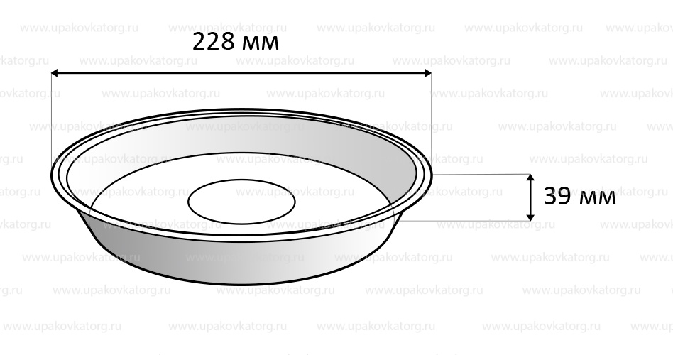 Схематичное изображение товара - Форма из фольги круглая, 1360 мл, d-228 мм