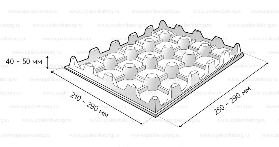 Схематичное изображение товара - Бугорчатая прокладка для 20 яиц, картон