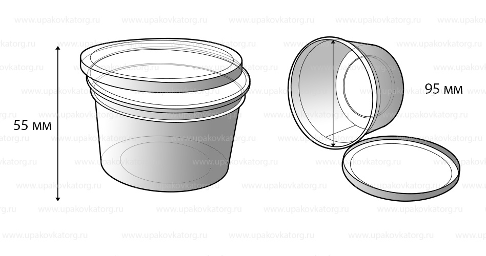 Схематичное изображение товара - Пластиковая банка для соусов ручного приготовления 250 мл, d-76 мм, ПП