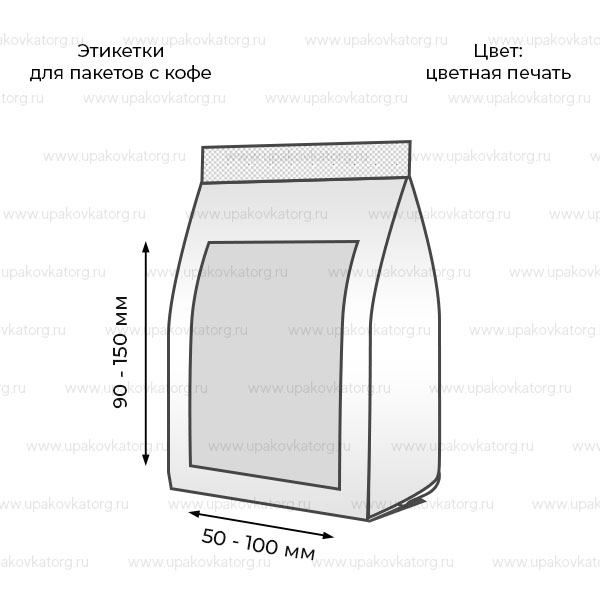 Схематичное изображение товара - Этикетки для пакетов с кофе