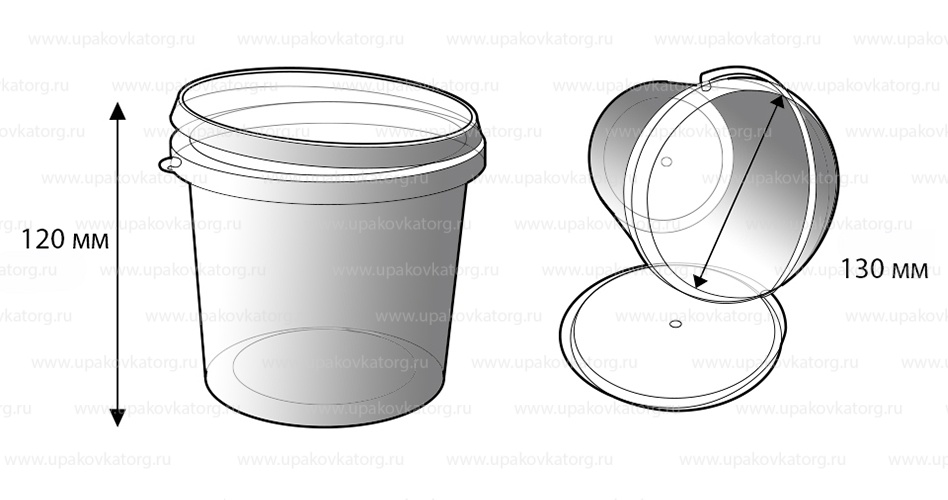 Схематичное изображение товара - Контейнер для мёда 1000 мл, ПП