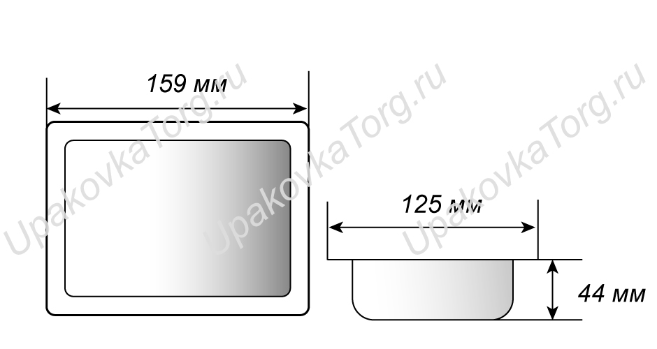 Схематичное изображение товара - Контейнер 1000 мл для салата 159х125х44 мм, ПС