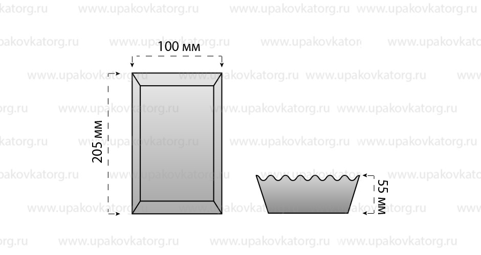 Схематичное изображение товара - Упаковка для наггетсов 205x100x55 мм