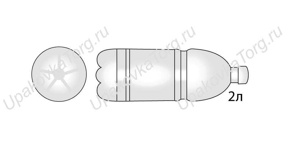 Схематичное изображение товара - Бутылка ПЭТ 2 л прозрачная с колпачком