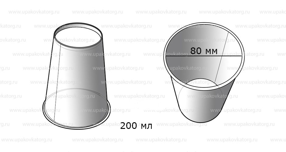 Схематичное изображение товара - Стаканчик для горячих напитков 200 мл