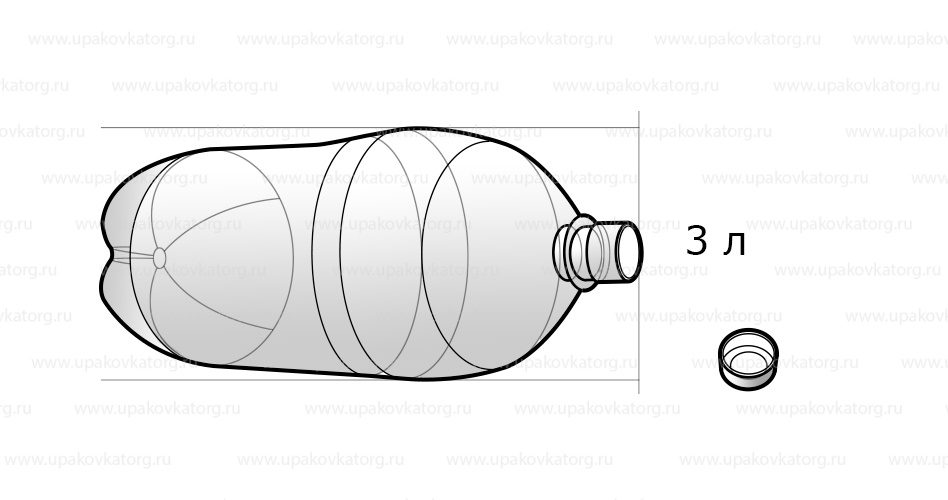 Схематичное изображение товара - Бутылка для воды 3 л, прозрачная