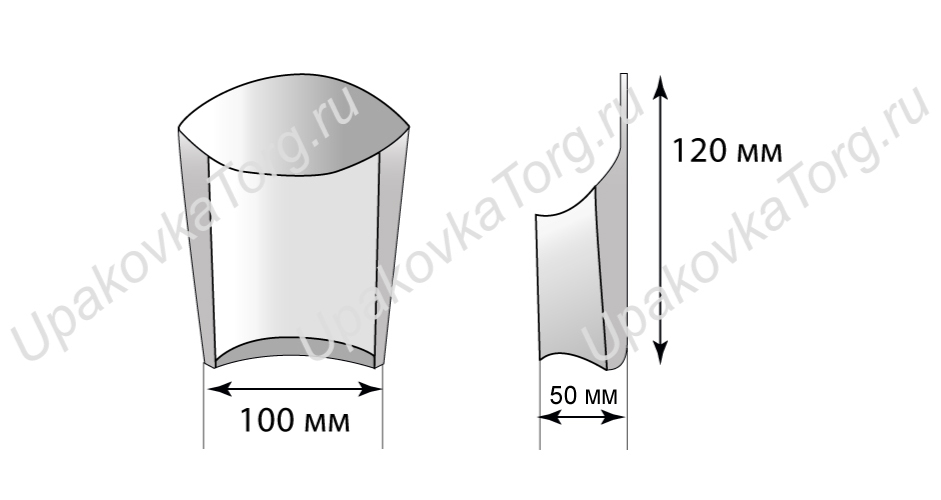 Схематичное изображение товара - Упаковка для картофеля фри 120x100x50 мм