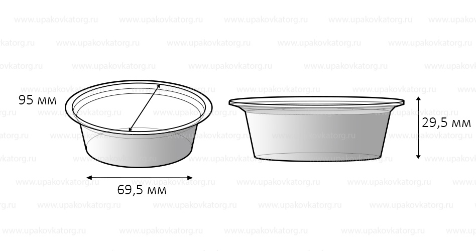 Схематичное изображение товара - Стаканчик для йогурта объемом 100 мл высотой 29,5 мм