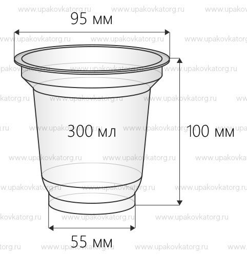 Схематичное изображение товара - Стаканчик для йогурта объемом 300 мл высотой 100 мм