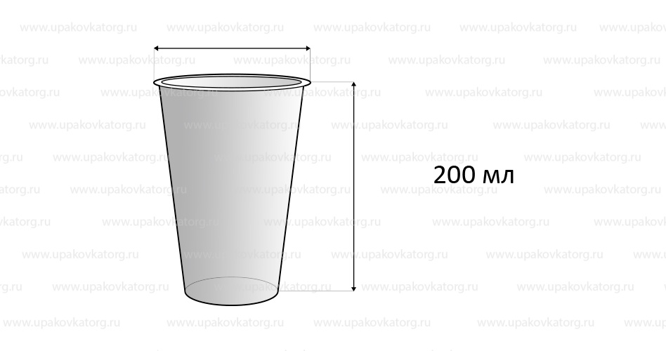 Схематичное изображение товара - Пластиковый стаканчик 200 мл
