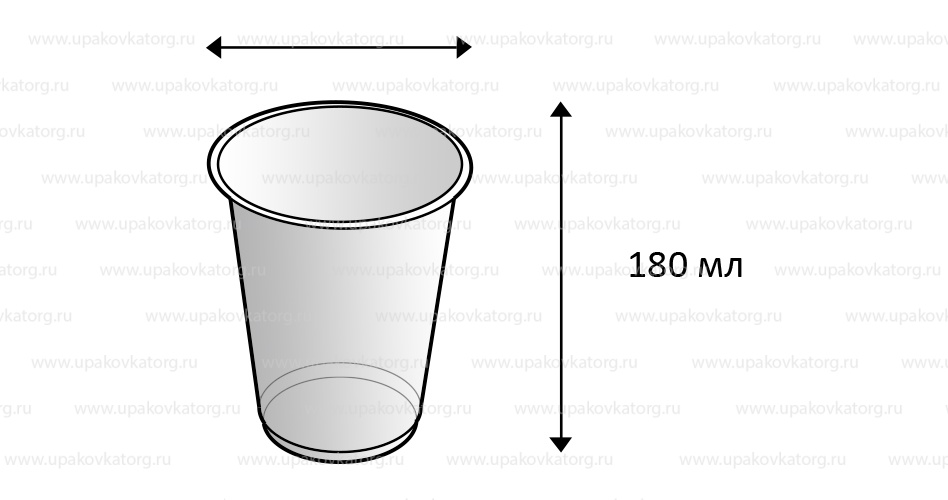 Схематичное изображение товара - Пластиковый стаканчик, 180 мл, прозрачный, ПП