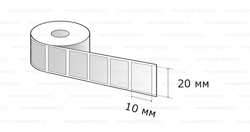 Схематичное изображение товара - Полипропиленовые термотрансферные этикетки 20х10 мм