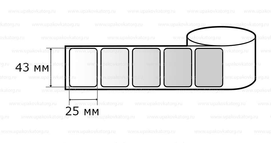 Схематичное изображение товара - Полипропиленовые термотрансферные этикетки 43х25 мм