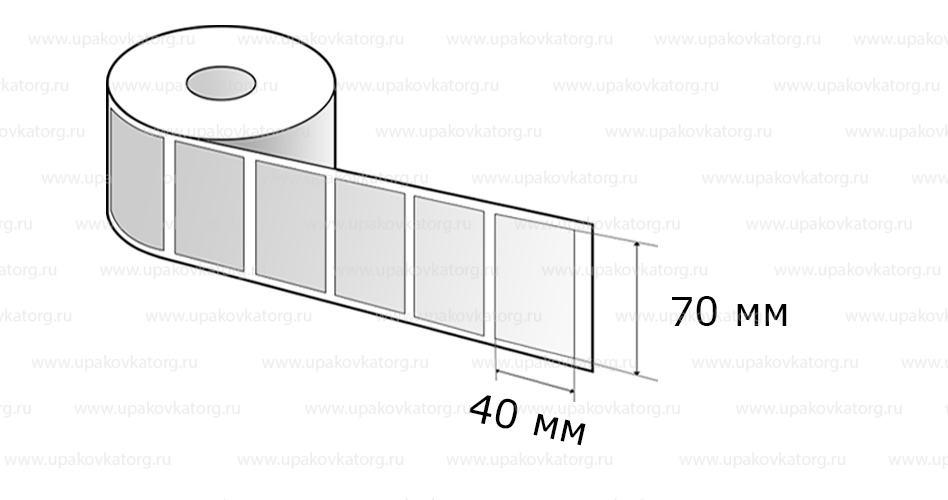 Схематичное изображение товара - Полипропиленовые термотрансферные этикетки 70х40 мм