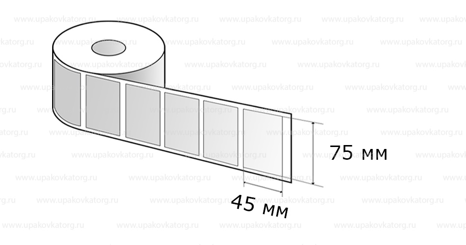 Схематичное изображение товара - Полипропиленовые термотрансферные этикетки 75х45 мм