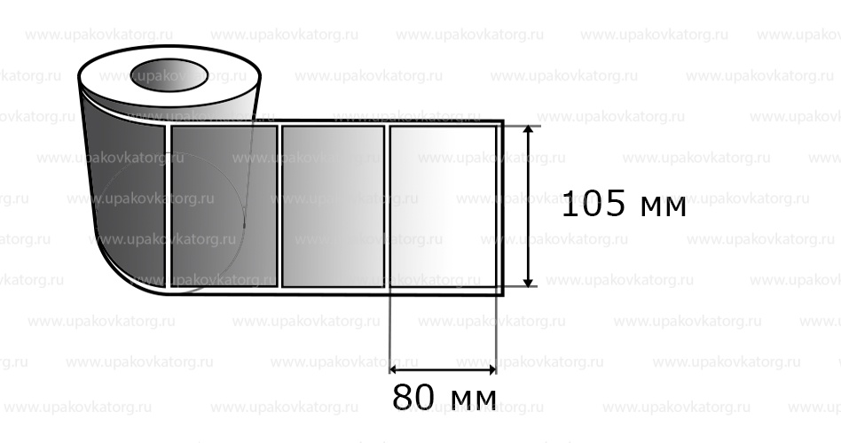 Схематичное изображение товара - Полипропиленовые термотрансферные этикетки 80х105 мм