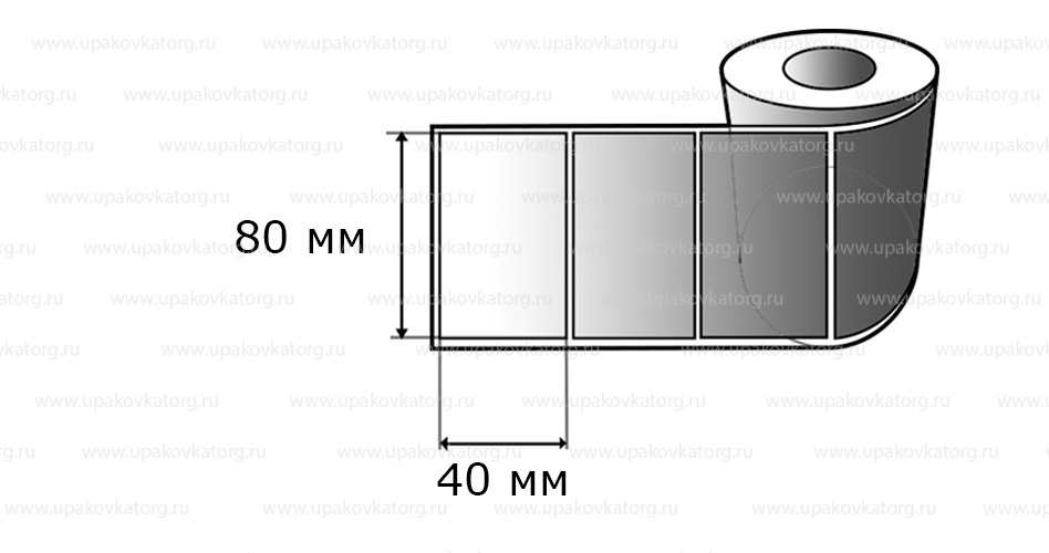Схематичное изображение товара - Полипропиленовые термотрансферные этикетки 80х40 мм