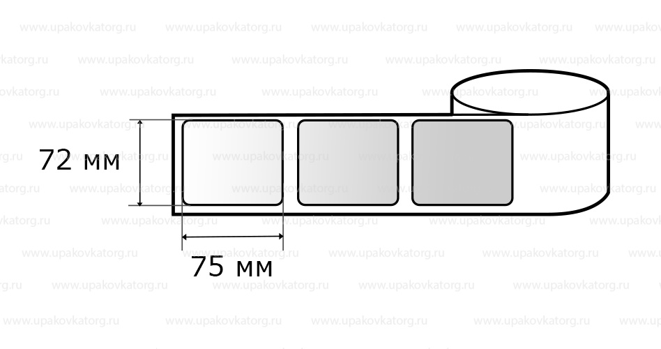 Схематичное изображение товара - Полипропиленовые термотрансферные этикетки 75х72 мм