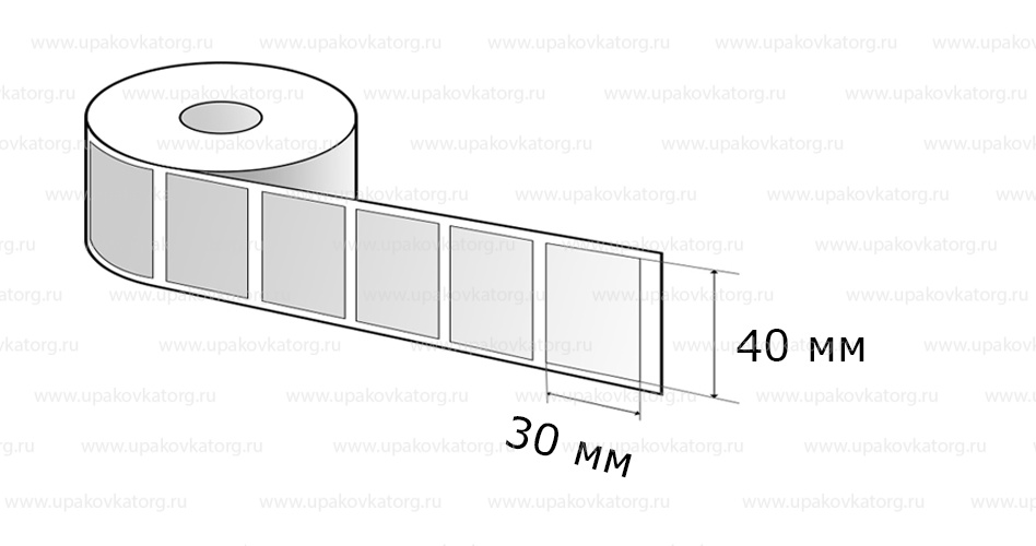 Схематичное изображение товара - Полипропиленовые термотрансферные этикетки 40х30 мм