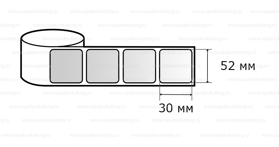Схематичное изображение товара - Термотрансферные этикетки 52х30 мм в рулоне