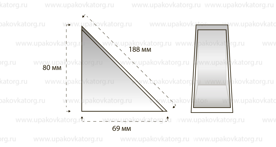 Схематичное изображение товара - Упаковка для бутербродов 188x69x80 мм, прозрачная, ПЭТ