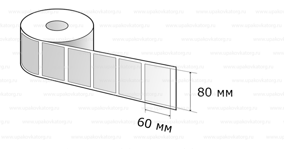 Схематичное изображение товара - Полипропиленовые термотрансферные этикетки 60х80 мм