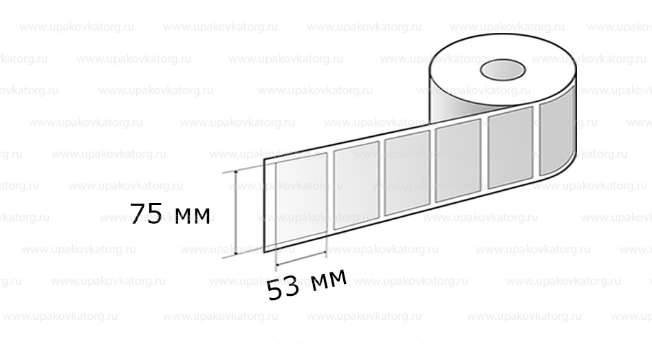 Схематичное изображение товара - Полипропиленовые термотрансферные этикетки 75х53 мм