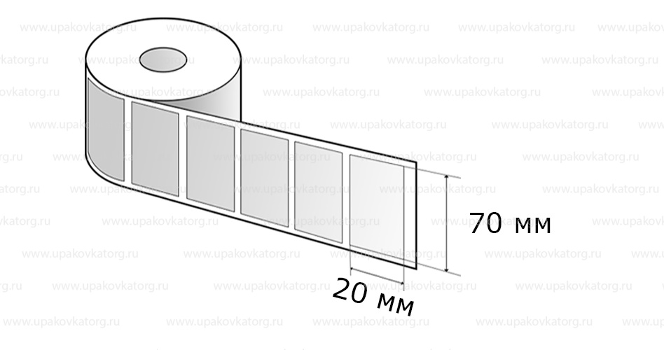 Схематичное изображение товара - Полипропиленовые термотрансферные этикетки 70х20 мм