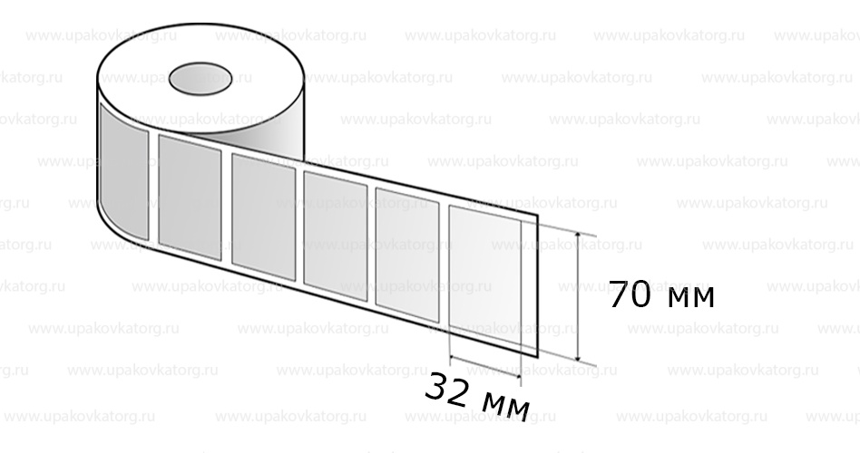 Схематичное изображение товара - Полипропиленовые термотрансферные этикетки 70х32 мм